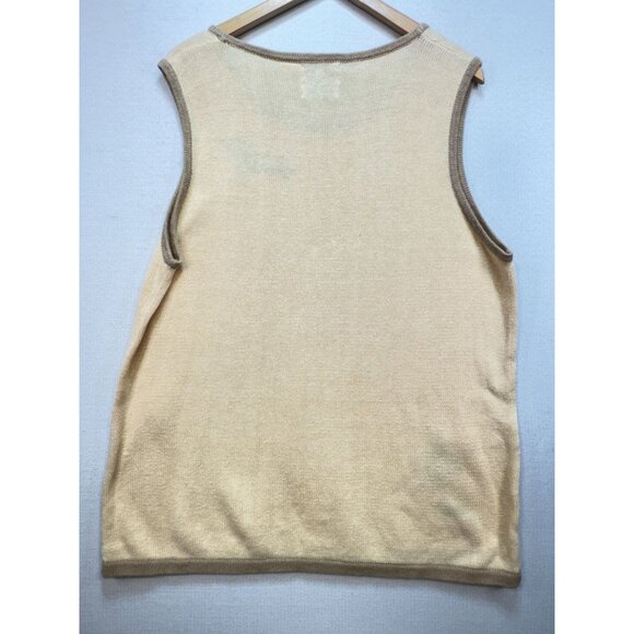 Storybook Knits Womens Tank Vest Sweater Size 2X Beige Sleeveless Embroidered - Picture 9 of 11
